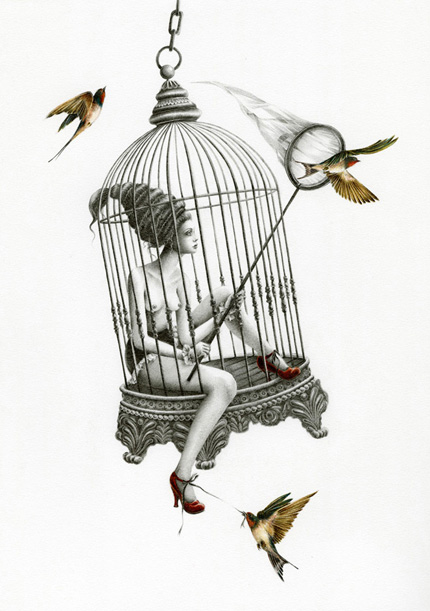 Courtney Brims bird cage girl