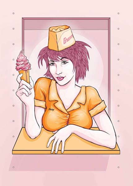 Anne Cobai illustration girl with ice cream