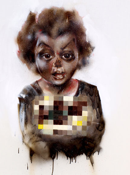 Benjamin Reeve painting of boy with batman censored