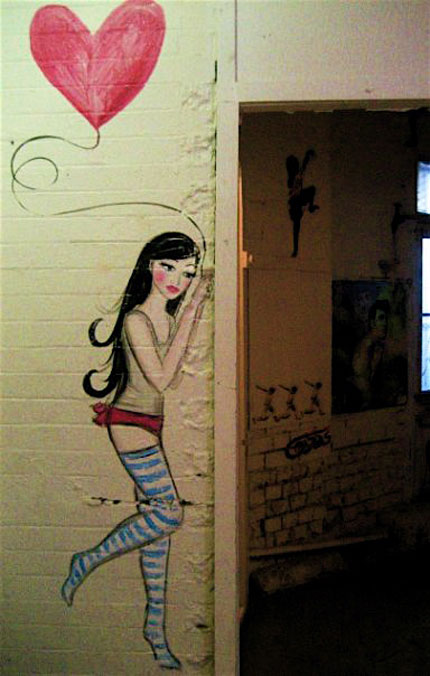 Maryanne Oliver girl painted on wall