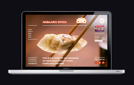 Harajuku Gyoza restaurant website by Alan Crowne