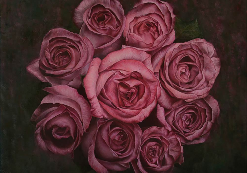 Ian De Raat Nine Roses Painting
